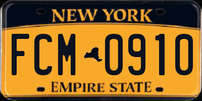 NY license plate FCM0910