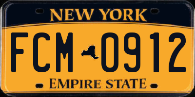 NY license plate FCM0912