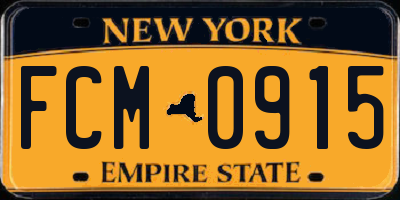 NY license plate FCM0915