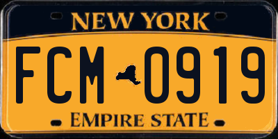 NY license plate FCM0919