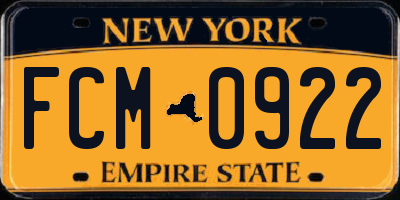 NY license plate FCM0922