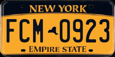 NY license plate FCM0923