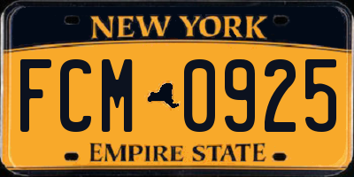 NY license plate FCM0925