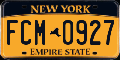 NY license plate FCM0927