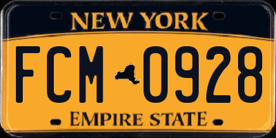 NY license plate FCM0928