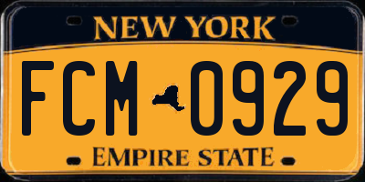 NY license plate FCM0929