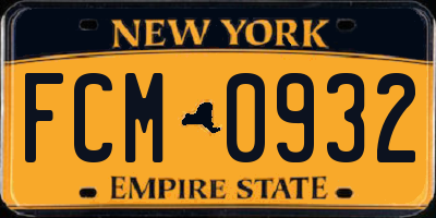 NY license plate FCM0932