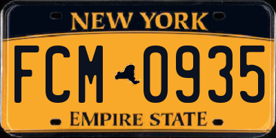 NY license plate FCM0935