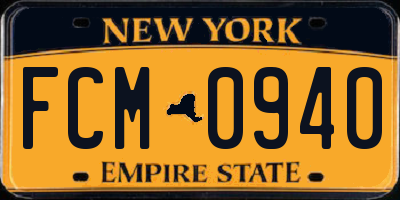 NY license plate FCM0940