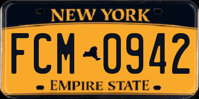 NY license plate FCM0942