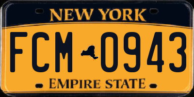 NY license plate FCM0943