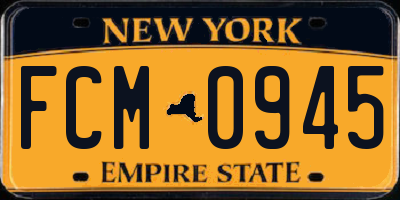 NY license plate FCM0945