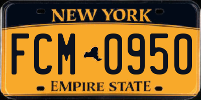 NY license plate FCM0950