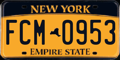 NY license plate FCM0953
