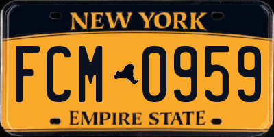 NY license plate FCM0959