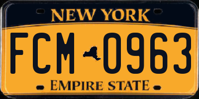 NY license plate FCM0963