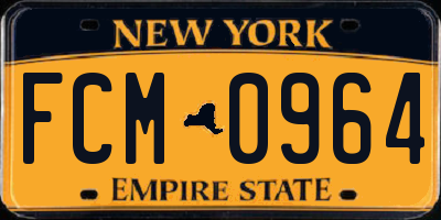 NY license plate FCM0964