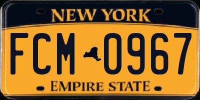 NY license plate FCM0967