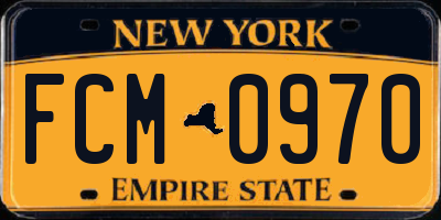 NY license plate FCM0970