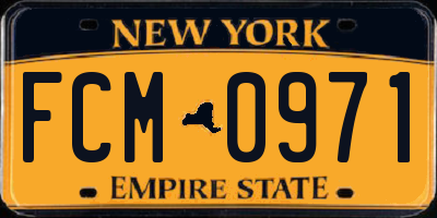 NY license plate FCM0971