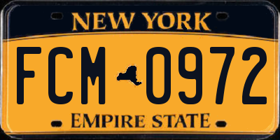 NY license plate FCM0972