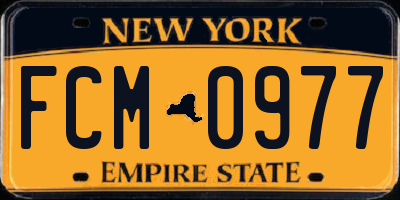 NY license plate FCM0977