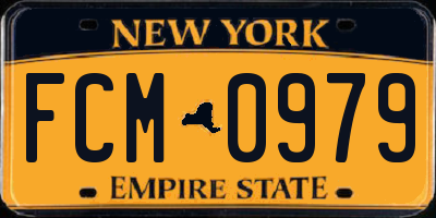 NY license plate FCM0979