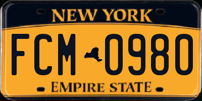 NY license plate FCM0980