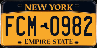 NY license plate FCM0982