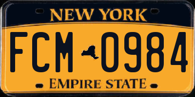 NY license plate FCM0984