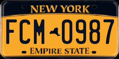 NY license plate FCM0987