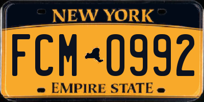 NY license plate FCM0992