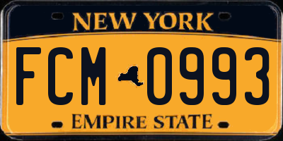 NY license plate FCM0993