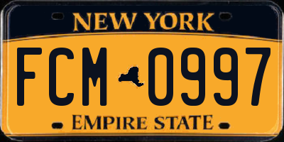 NY license plate FCM0997