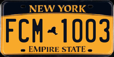 NY license plate FCM1003