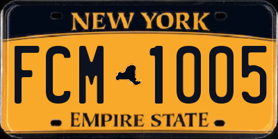 NY license plate FCM1005