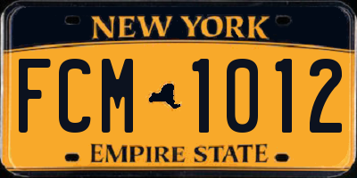 NY license plate FCM1012