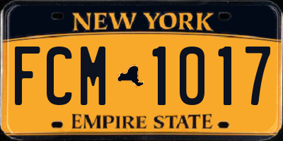 NY license plate FCM1017