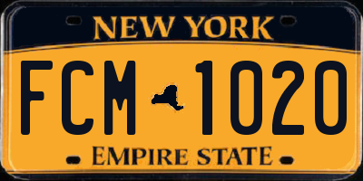 NY license plate FCM1020