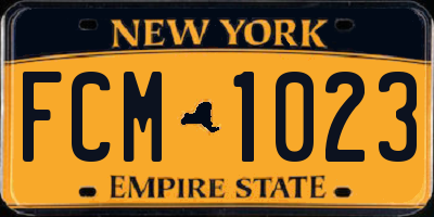 NY license plate FCM1023