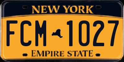 NY license plate FCM1027