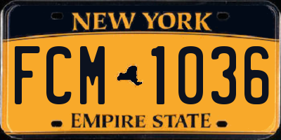 NY license plate FCM1036