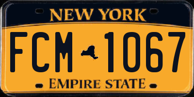 NY license plate FCM1067