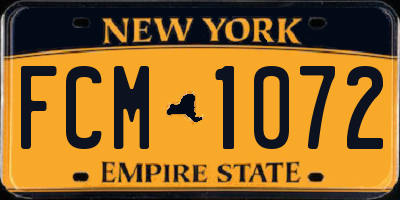 NY license plate FCM1072