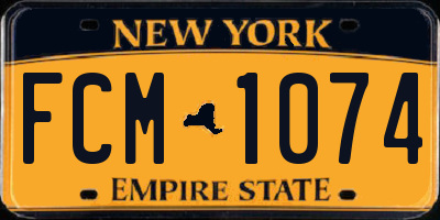NY license plate FCM1074