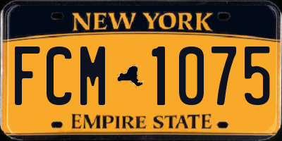 NY license plate FCM1075