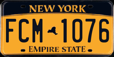 NY license plate FCM1076