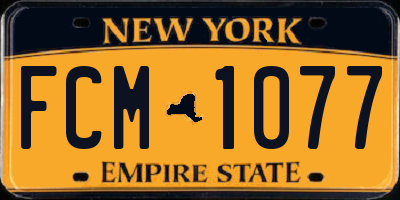 NY license plate FCM1077