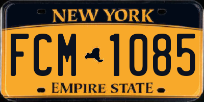 NY license plate FCM1085