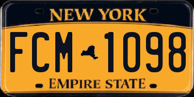 NY license plate FCM1098